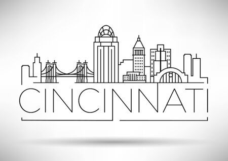 Minimal Cincinnati City Linear Skyline with Typographic Designのイラスト素材