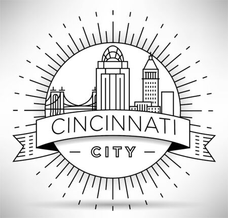 Minimal Cincinnati City Linear Skyline with Typographic Designのイラスト素材