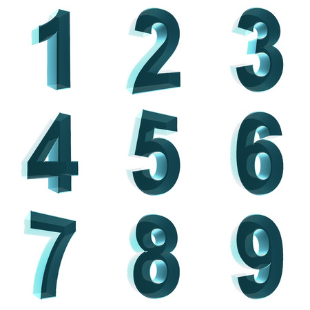 Number from 1 to 9 in blue over white background