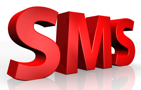 3D SMS text on white backgroundの写真素材