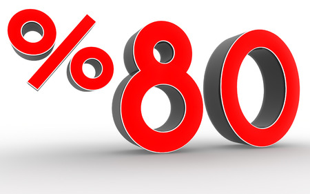 3d red discount collection - 80 percent isolated white backgroundの写真素材