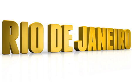 3D Rio De Janeiro text on white background