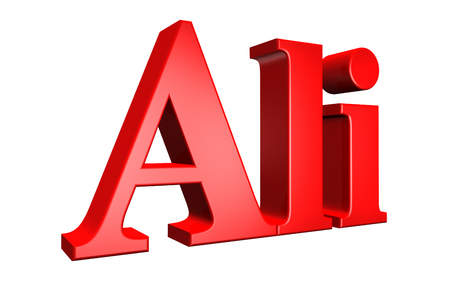 3D Ali text on white backgroundの写真素材