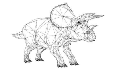 Triceratops big dangerous dinosaur. Polygonal lines illustration.のイラスト素材