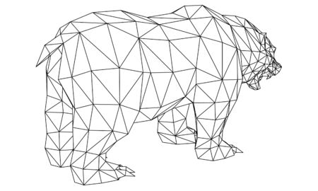 Bear polygonal lines illustration. Abstract vector bear on the white backgroundのイラスト素材