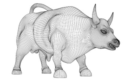 Angry bull polygonal lines illustration. Abstract vector bull on the white backgroundのイラスト素材