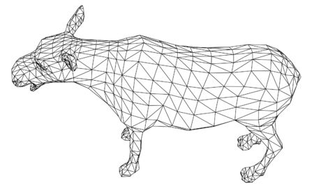 Moose polygonal lines illustration. Abstract vector moose on the white backgroundのイラスト素材