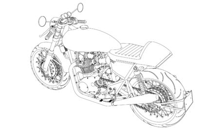 Motorcycle outline vector illustration for coloring bookのイラスト素材
