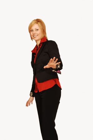 Smiling blond lady.の写真素材