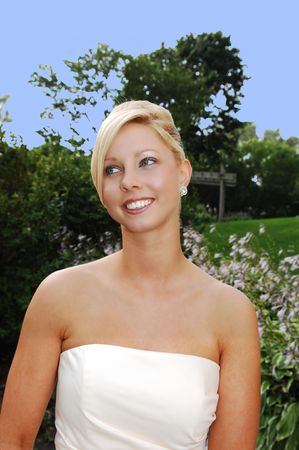 An beautiful bride waiting for the photo shoot to begin. の写真素材