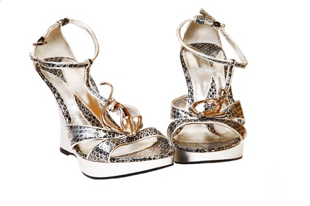 A silver pair of high heels womanの写真素材