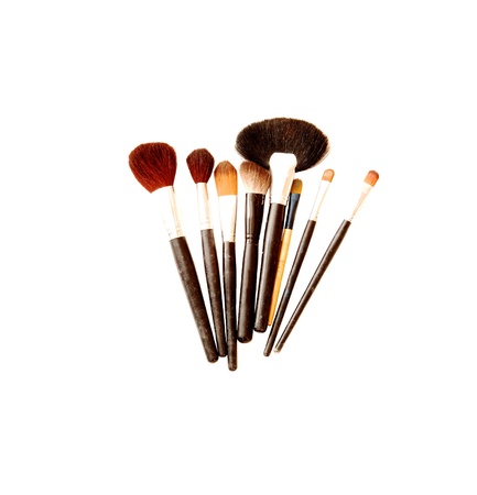 Some brushes for makeup artists for white background の写真素材
