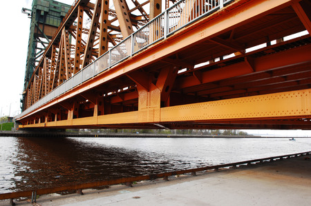 A part of the steel construction of the lift bridge over the canal from the lake Ontario to the harbour of Hamilton の写真素材