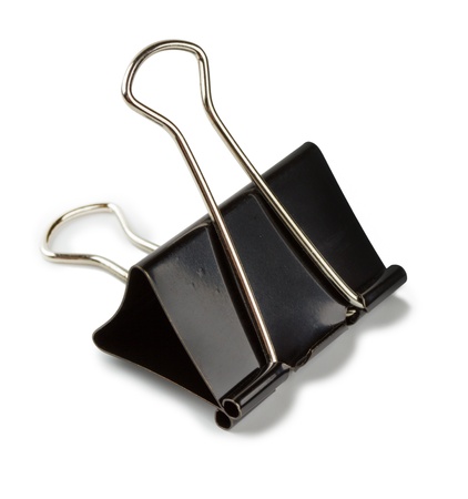 black binder clip isolated on white backgroundの写真素材