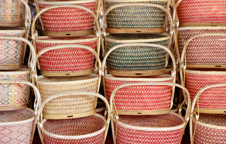 Traditional Thai woven basketsの写真素材