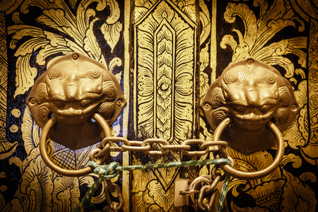 Locked temple doorの写真素材