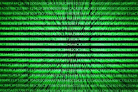 A set of random hexadecimal numbers captured from an LCD screen created with a spreadsheet program...