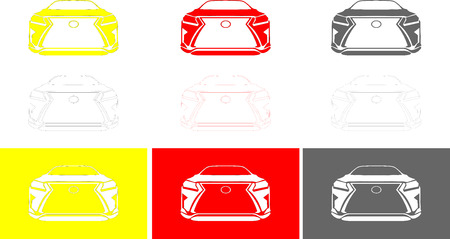 japan luxury fast sport car of red, white, gray, yellow colorのイラスト素材