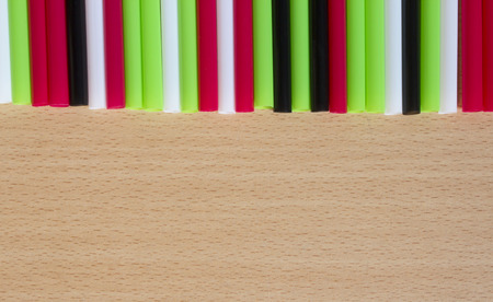 Colorful plastic straws used for drinking soft drinksの写真素材