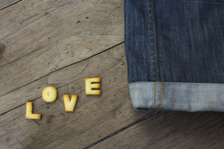 Love spell on the wooden tableの写真素材