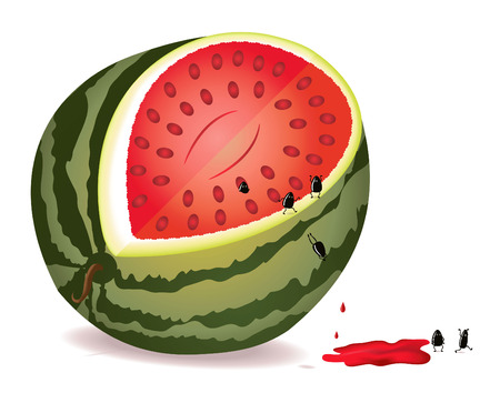 Six alive seeds escape from GMO water-melonのイラスト素材