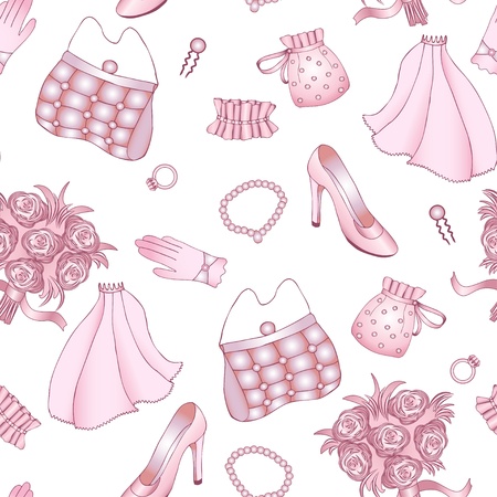 Rose and white wedding seamless pattern  Clipping mask のイラスト素材