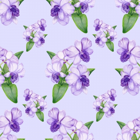 Bright penciled lilac orchid patternの写真素材