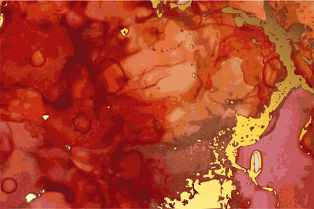 Red and gold stone marble texture. Alcohol ink techniqueのイラスト素材