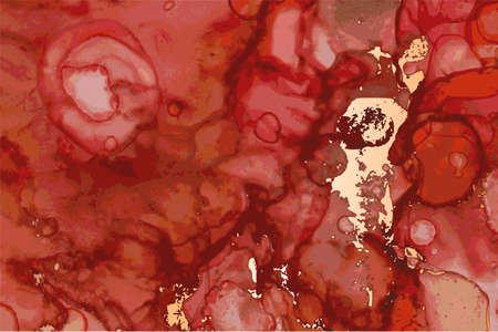 Luxury red and gold stone marble texture. Alcohol ink techniqueのイラスト素材