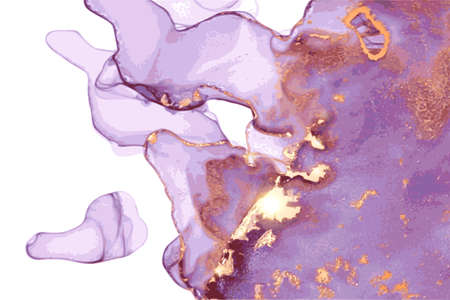Purple, white and gold stone marble texture. Alcohol ink technique abstract vector background. Modern luxury paint in natural colors with glitter.のイラスト素材
