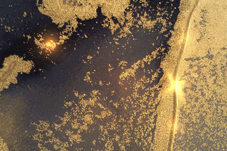 Dark blue, grey and gold marble texture with sparkles. Abstract vector backgroundのイラスト素材