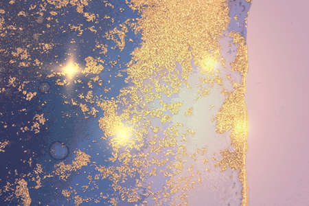 Blue, pink and gold abstract marble texture background