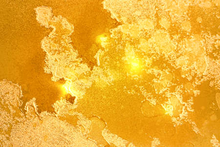 Gold, honey yellow abstract alcohol ink marble textureのイラスト素材