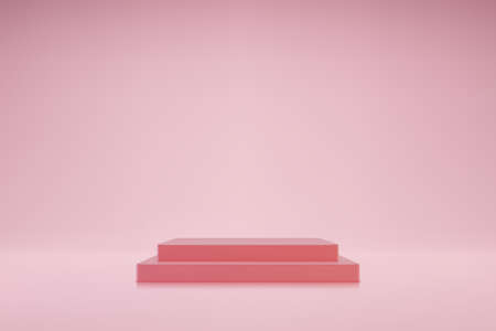 3D pastel pink double cubic podium on light rose backgroundのイラスト素材
