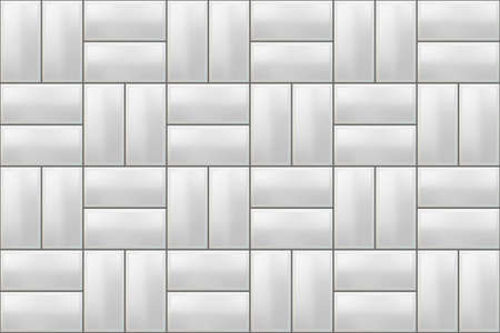 White seamless subway tile pattern. Vector metro wall or floor textureのイラスト素材