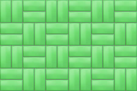 Green seamless subway tile pattern. Vector metro wall or floor textureのイラスト素材