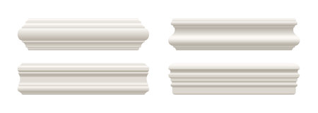 Set of white skirting cornice moulding or baseboard. Ceiling crownのイラスト素材