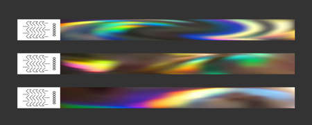 Iridescent paper bracelet vector mockups for concert, vip zone or festival. Template or mock up...