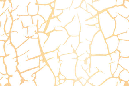 Dry white soil with golden cracks seamless pattern. Drought ground texture. Desert land or broken...