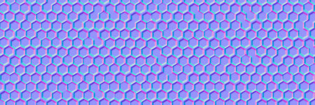 Normal map of uneven honeycomb or metal grid simple seamless pattern 3d renderingの写真素材