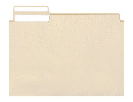 Manila kraft folder with cut tab and papers isolated on whiteのイラスト素材