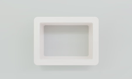 Empty white rounded rectangular shelf or niche on wall 3D mockupのイラスト素材