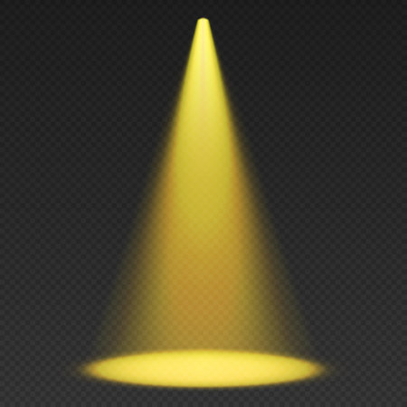 Stage limelight. Yellow cone light from top with darkened edges.のイラスト素材