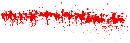 Bunch of red paint blots with leaks on white backgroundのイラスト素材