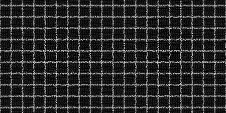 Windowpane plaid black and white seamless pattern with narrow sketchy lines and textureのイラスト素材