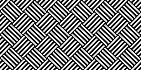 Diagolnal basket weave black and white seamless patternのイラスト素材