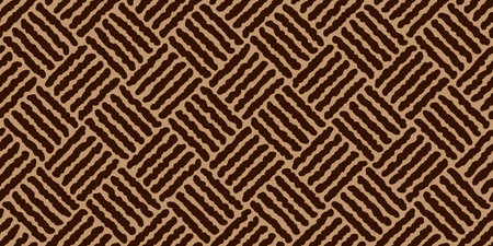 Brown diagolnal rough basketweave seamless pattern. Basket weave bamboo rugのイラスト素材