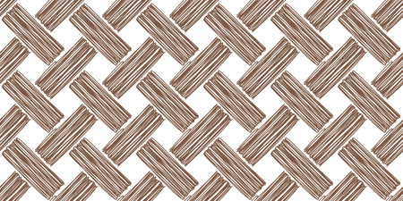 Diagonal basketweave seamless pattern with straw textureのイラスト素材