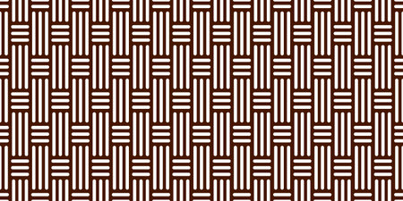 Vertical triple basketweave seamless pattern. Brown basket weave bamboo texture on whiteのイラスト素材