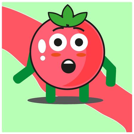 Cute tomato fruits cartoon face mascot character with hand and leg vector designのイラスト素材